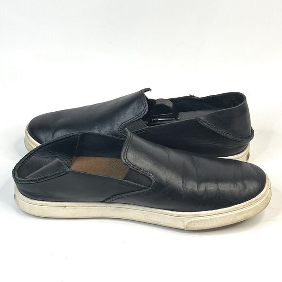 OluKai Pehuea Leather Slip On Shoes Floc Fox Black Slides 2 Way Loafers 6.5 US - Picture 6 of 9